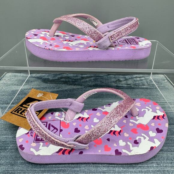 NEW Reef Little Stargazer Unicorn Toddler Girl’s Sandals Purple Size 3 - Picture 1 of 10